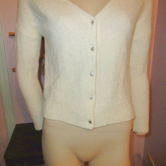 The White Company Crop Cardigan Size M Sweater Alpaca Wool Blend Quiet Luxury - Picture 3 of 9